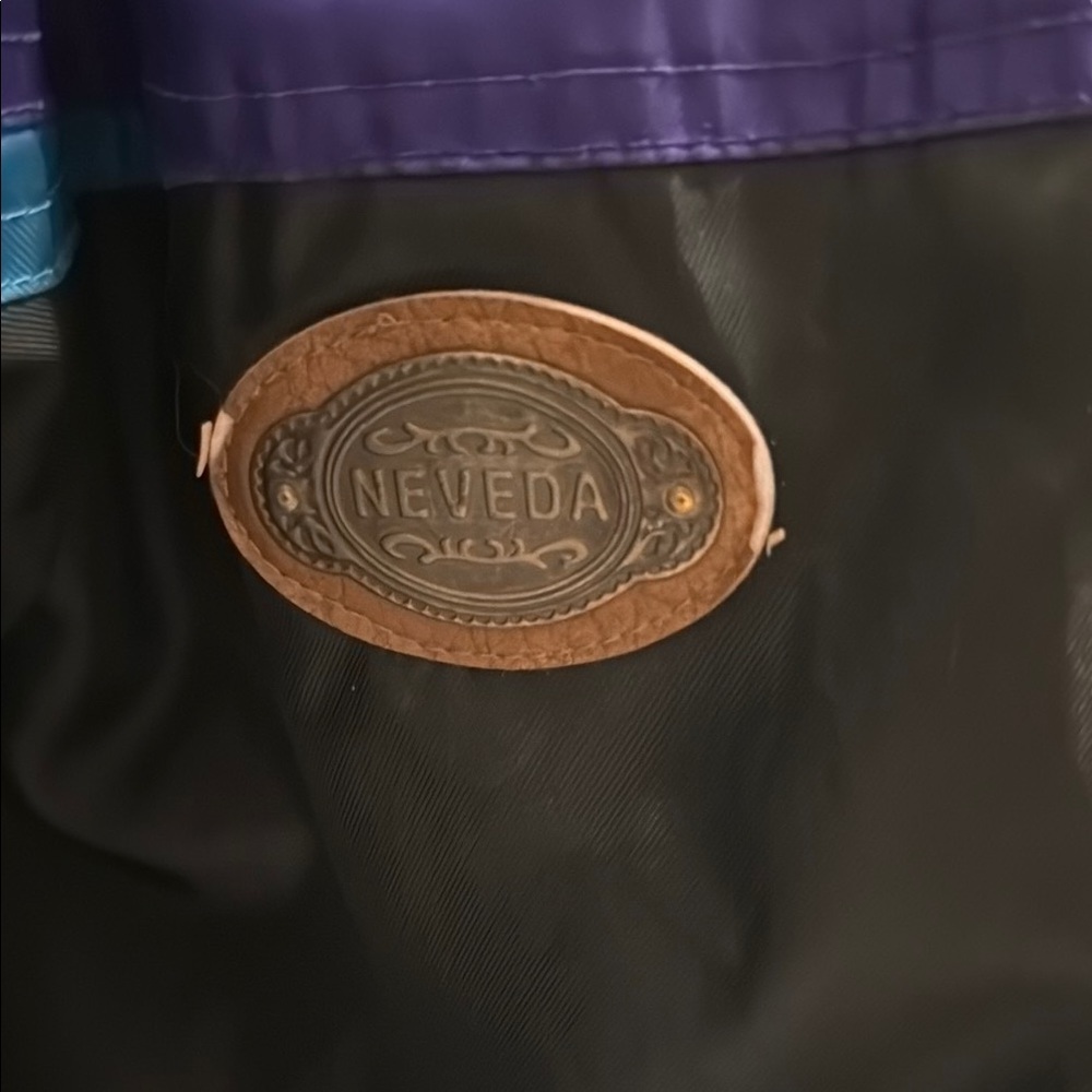 Vintage Veda 90s Black Jacket with Purple and Blue Highlights - Picture 2 of 7